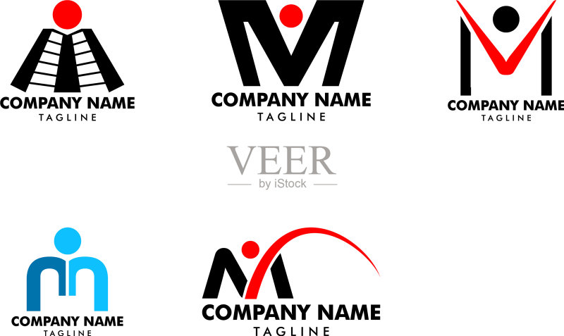 M字母人物Logo设计灵感组合图标素材