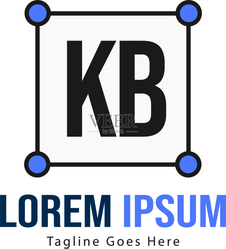 现代边框KB首字母logo模板图标素材