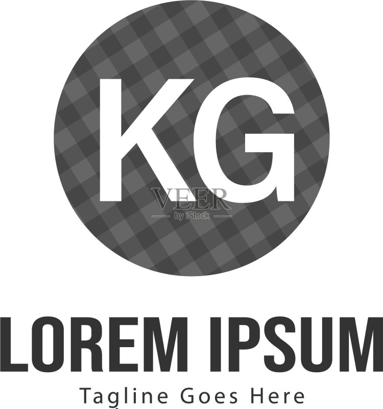 带有现代框架的首字母KG标志模板图标素材