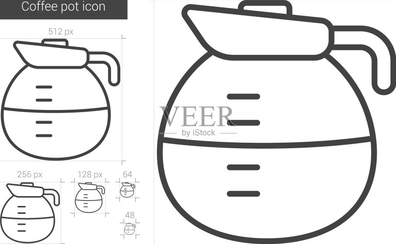 咖啡壶线条图标图标素材