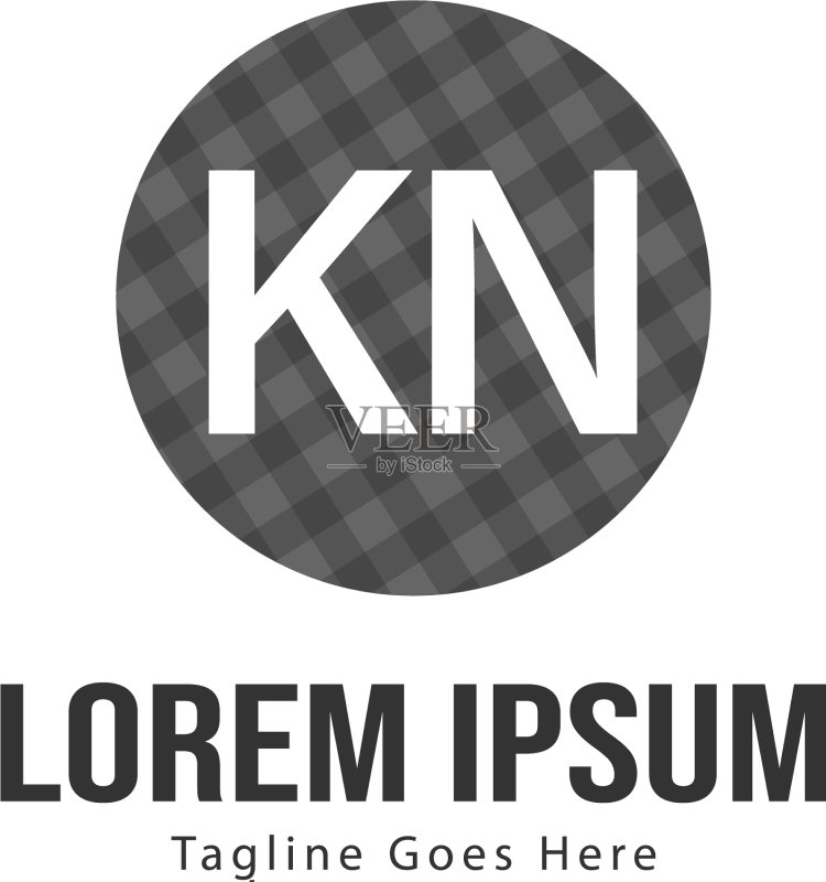 现代边框KN首字母logo模板图标素材