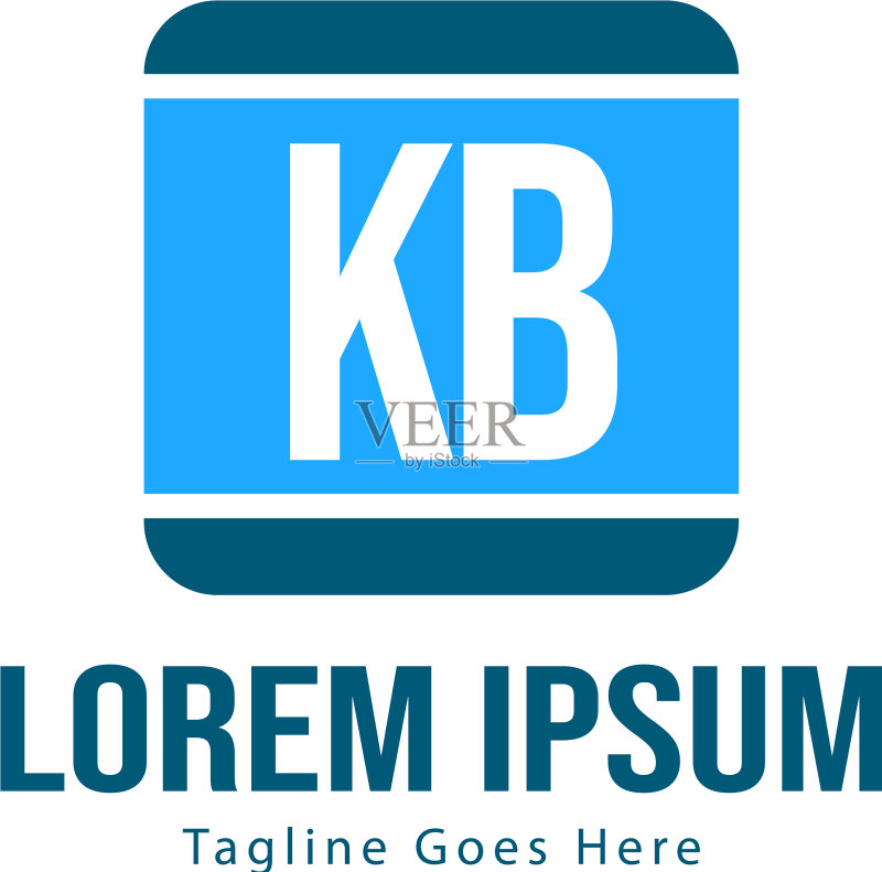 现代边框KB首字母logo模板图标素材