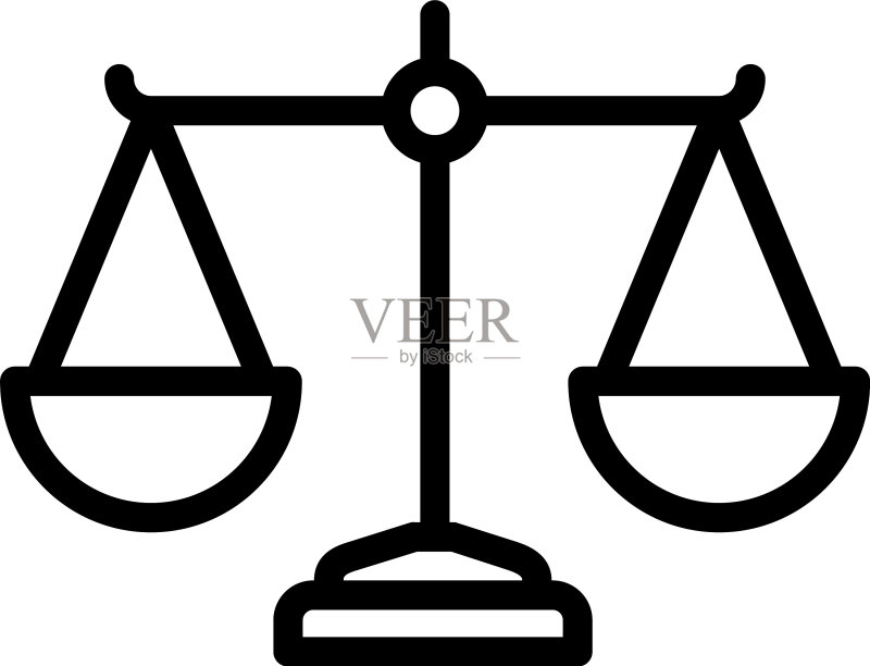 扁平风格的正义天平线条图标,适用于APP UI图标素材