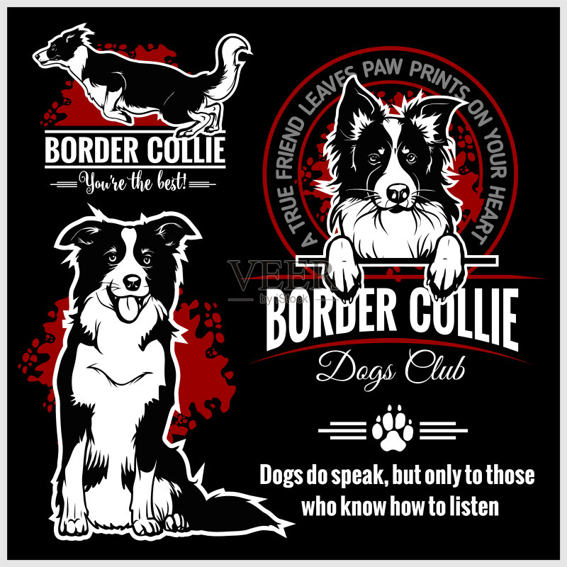 边境牧羊犬T恤logo图案图标素材