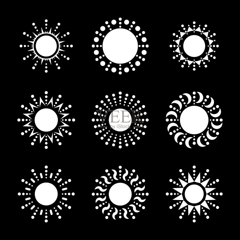 一组太阳图标图标素材