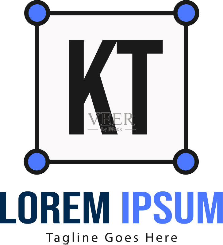现代边框KT字母logo模板图标素材