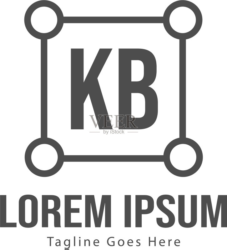 现代边框KB首字母logo模板图标素材