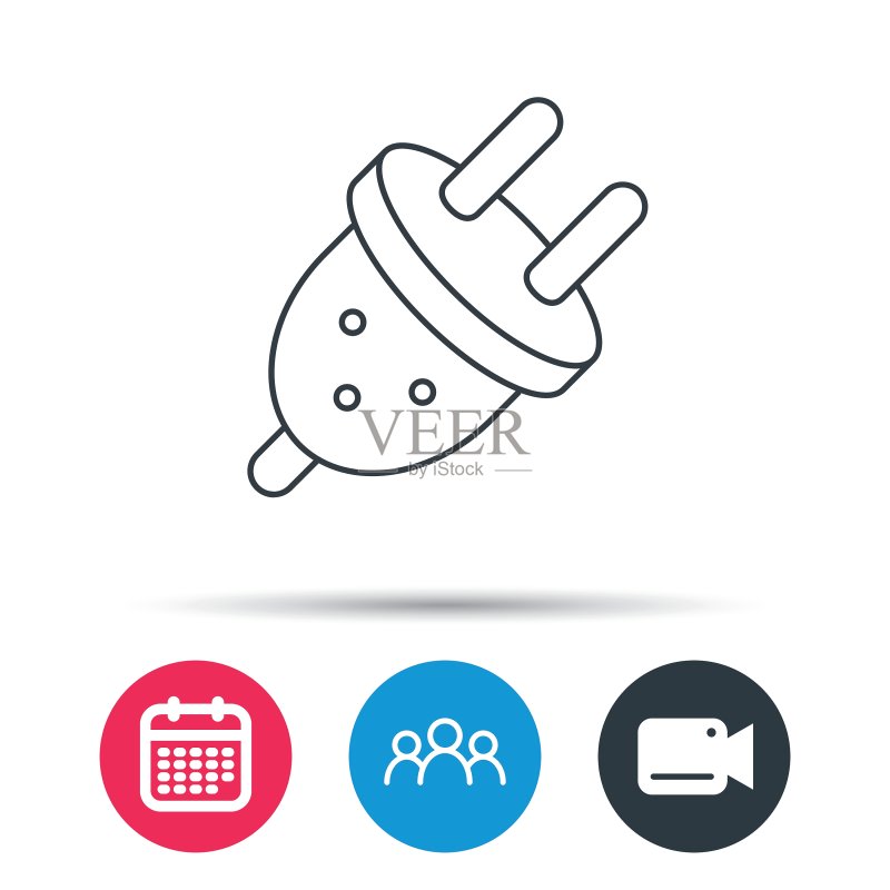 电源插头图标 欧式插座标志图标素材