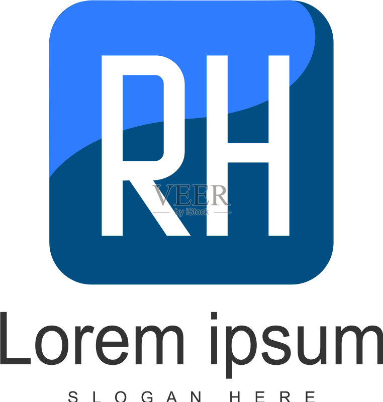 RH字母现代框架标志模板图标素材