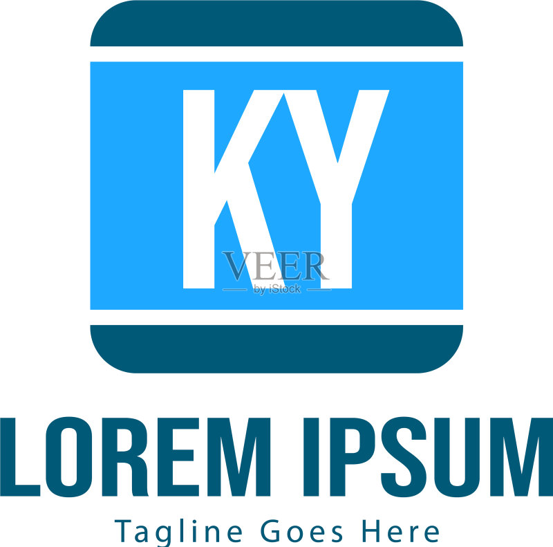 现代框架KY字母标志模板图标素材