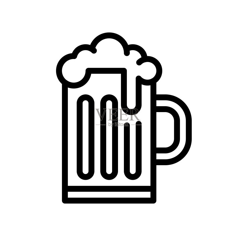 圣帕特里克节啤酒杯线条图标图标素材