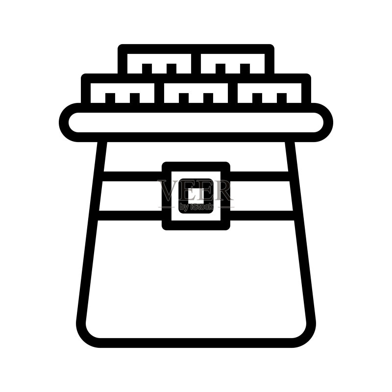 戴帽子圣帕特里克节金色线条图标图标素材