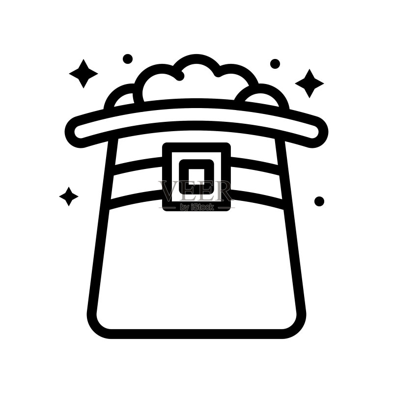 戴帽子圣帕特里克节金色线条图标图标素材