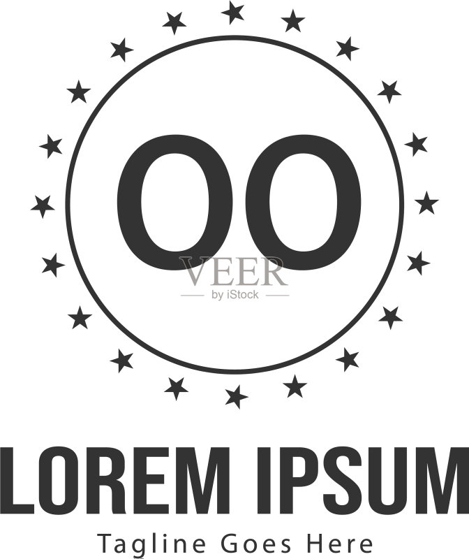 OO字母现代边框Logo模板图标素材