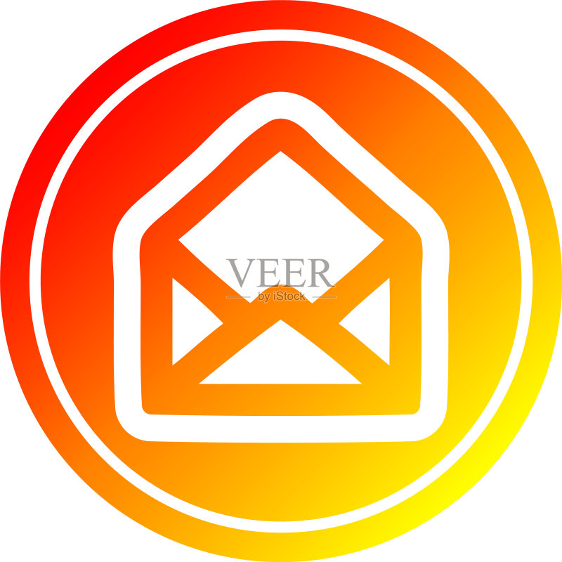 热门渐变光谱中的信封圆形信件图标素材