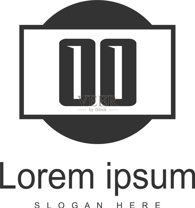 OO字母现代边框Logo模板图标素材