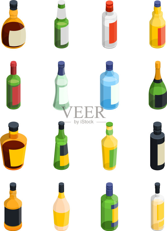 2.5D酒精等距图标集图标素材