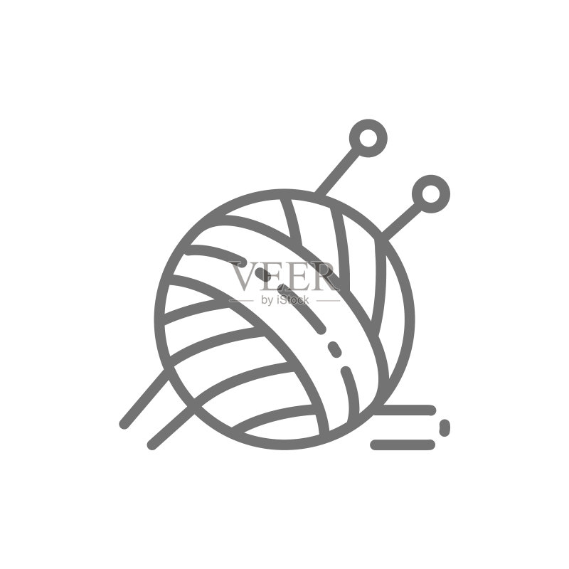 毛线球与针织针线条图标图标素材
