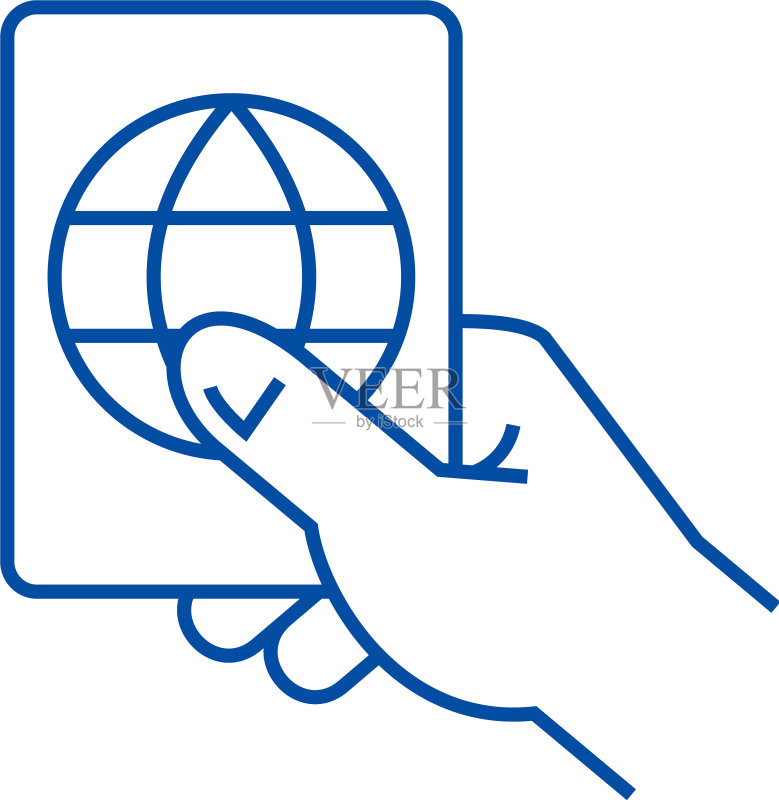 手持护照线条图标概念图标素材