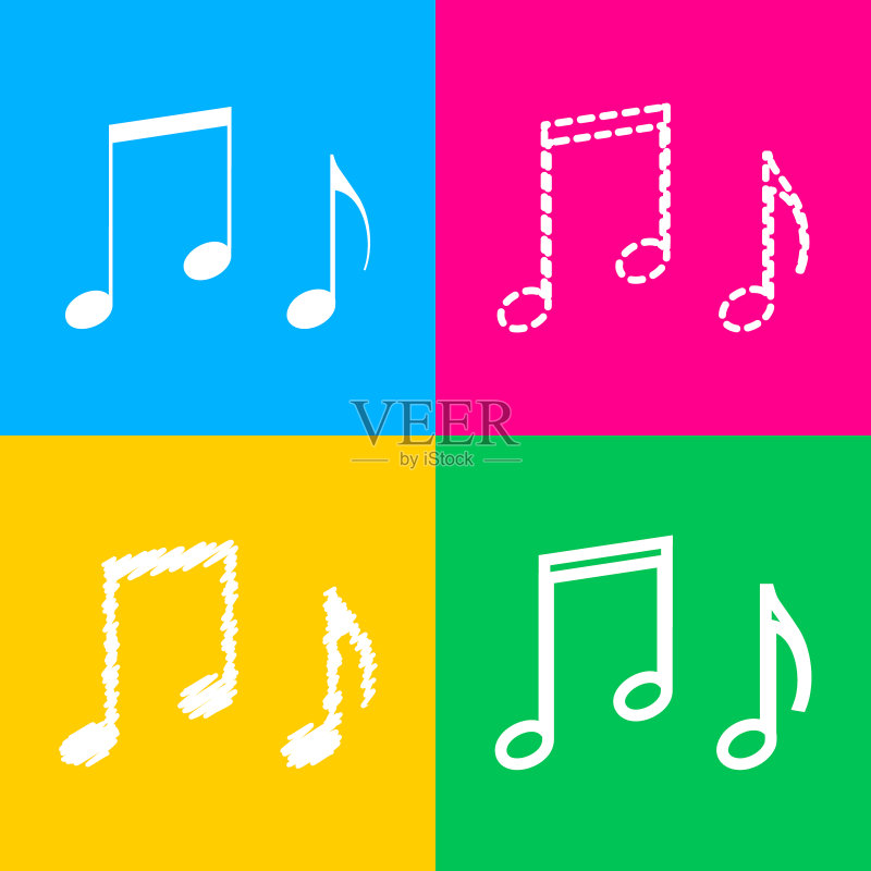 四种样式的音符标志图标图标素材