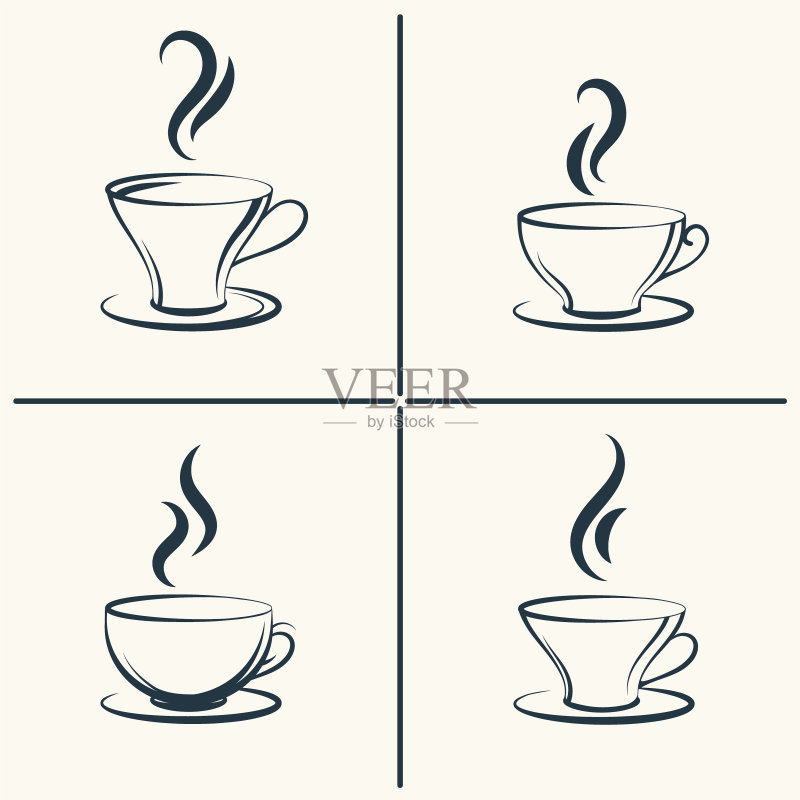带烟雾的咖啡杯图标集图标素材
