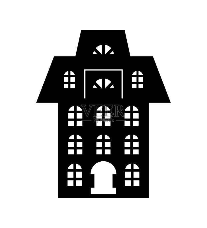圣诞节剪纸黑色节日建筑图标素材