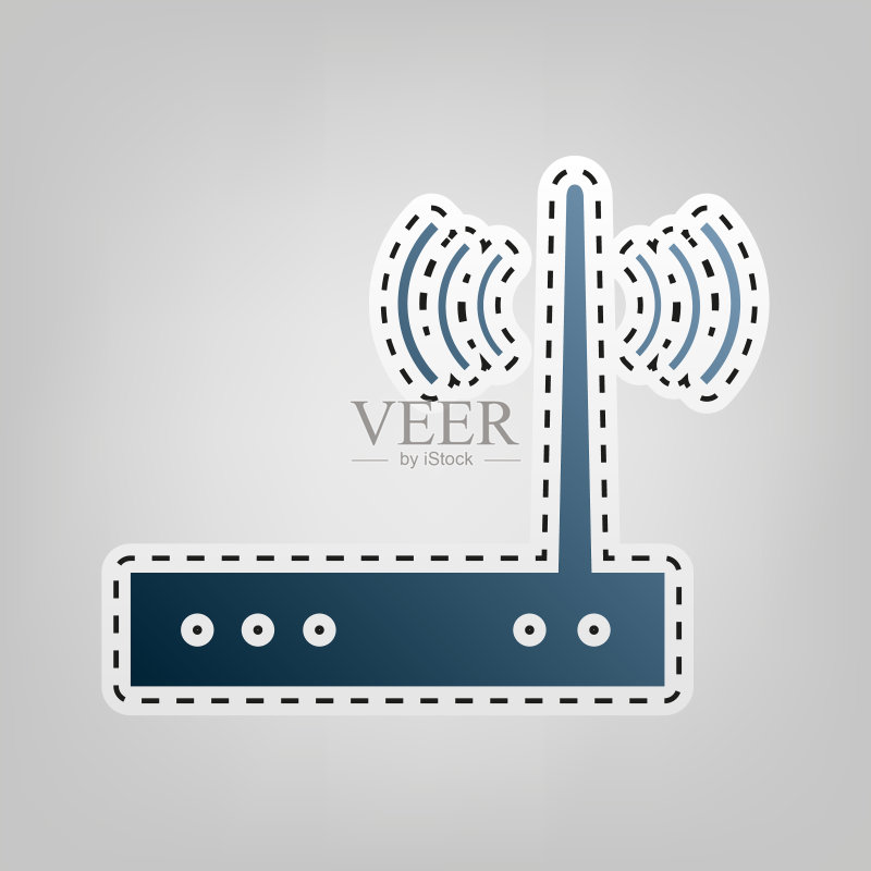 带轮廓的WIFI调制解调器蓝色图标图标素材