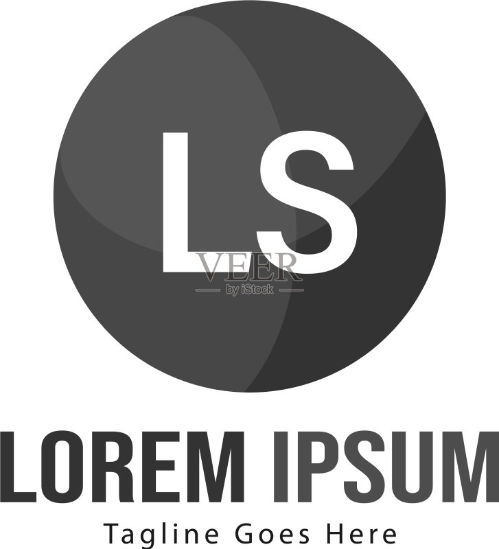 带有现代框架的LS标志模板图标素材