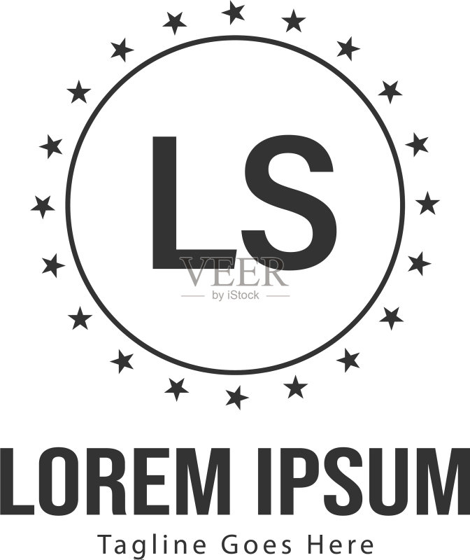 带有现代框架的LS标志模板图标素材
