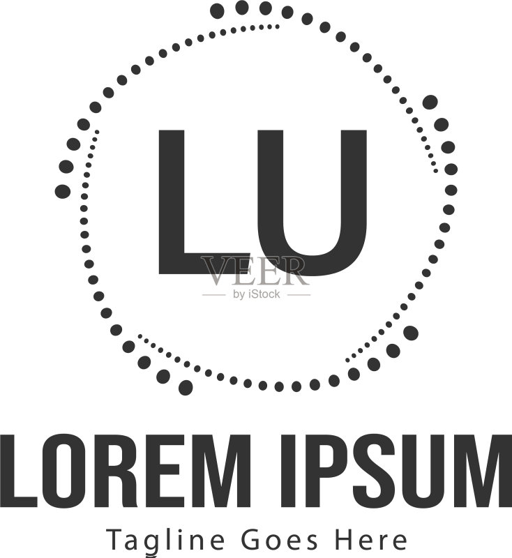 具有现代框架的LU首字母标志模板图标素材