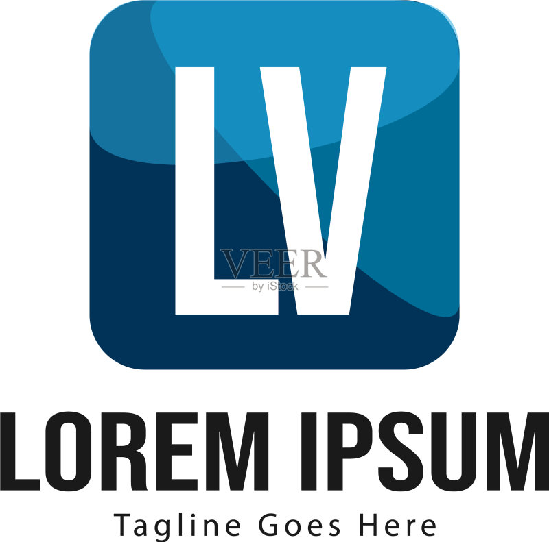 现代边框首字母LV标志模板图标素材