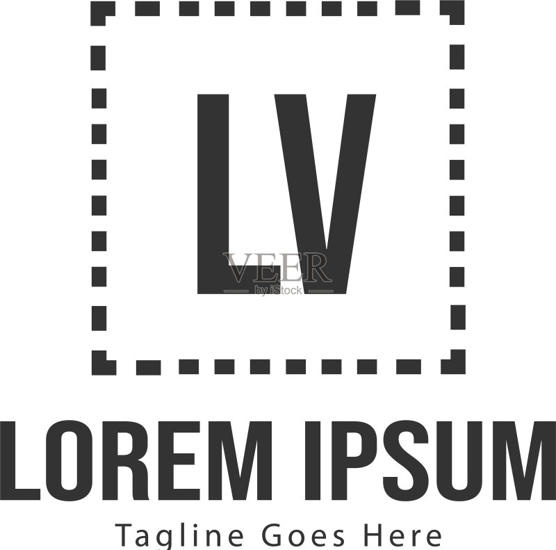 现代边框首字母LV标志模板图标素材