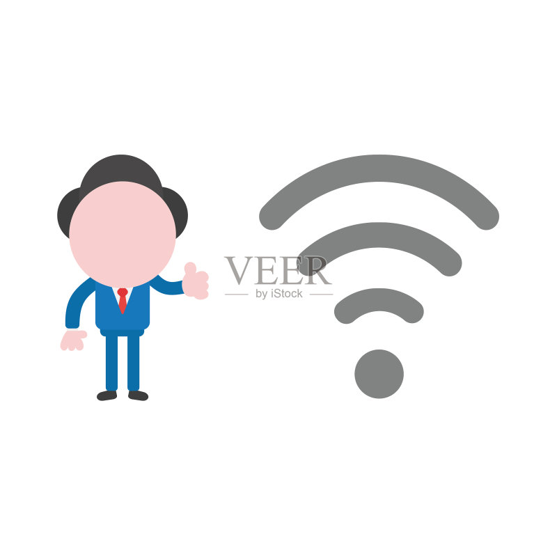 点赞并连接Wi-Fi的商务人士图标素材