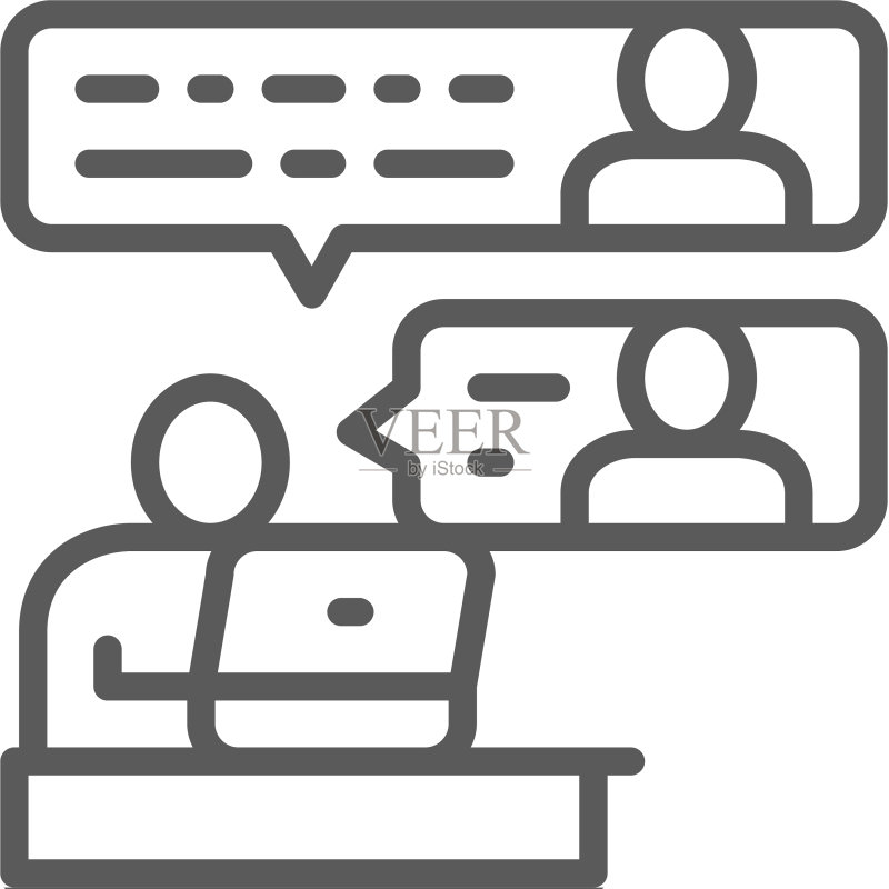 团队成员沟通线条图标图标素材