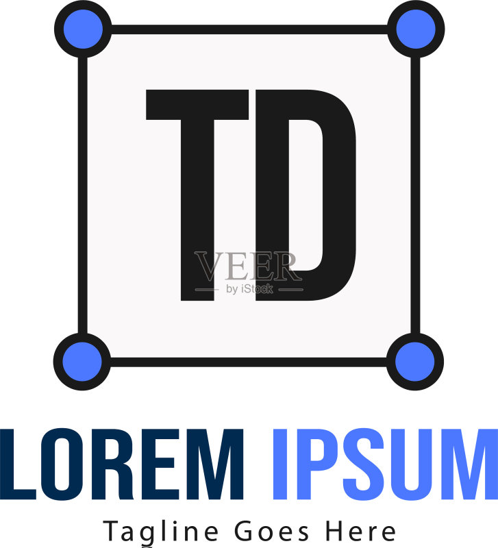 具有现代框架的字母TD标志模板图标素材