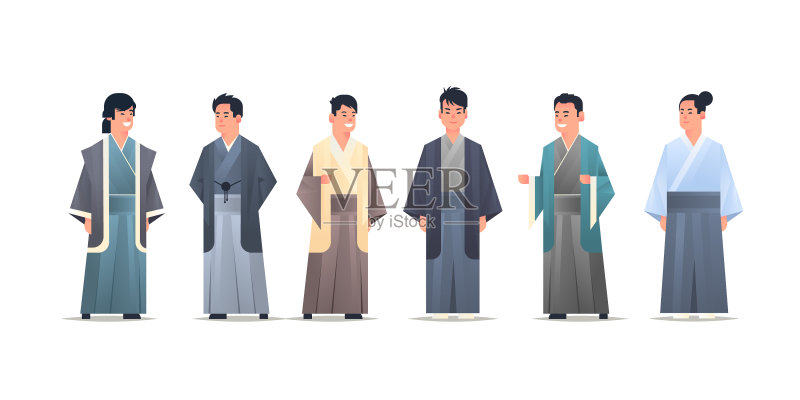 微笑的亚洲男人穿着传统服装图标素材