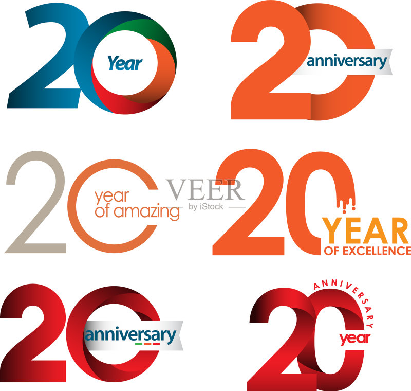 20周年纪念模板套装设计图标素材