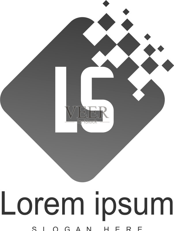 带有现代框架的LS标志模板图标素材