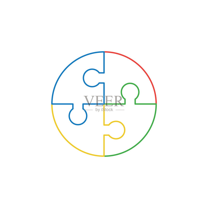 圆形四块拼图概念图标图标素材