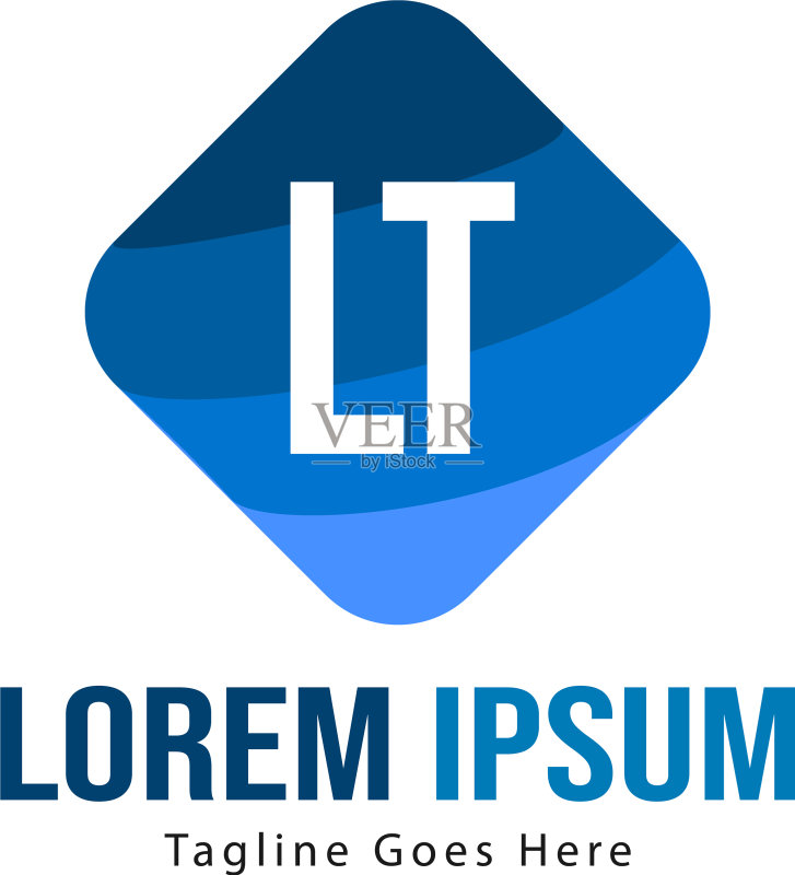 带有现代框架的字母LT logo模板图标素材