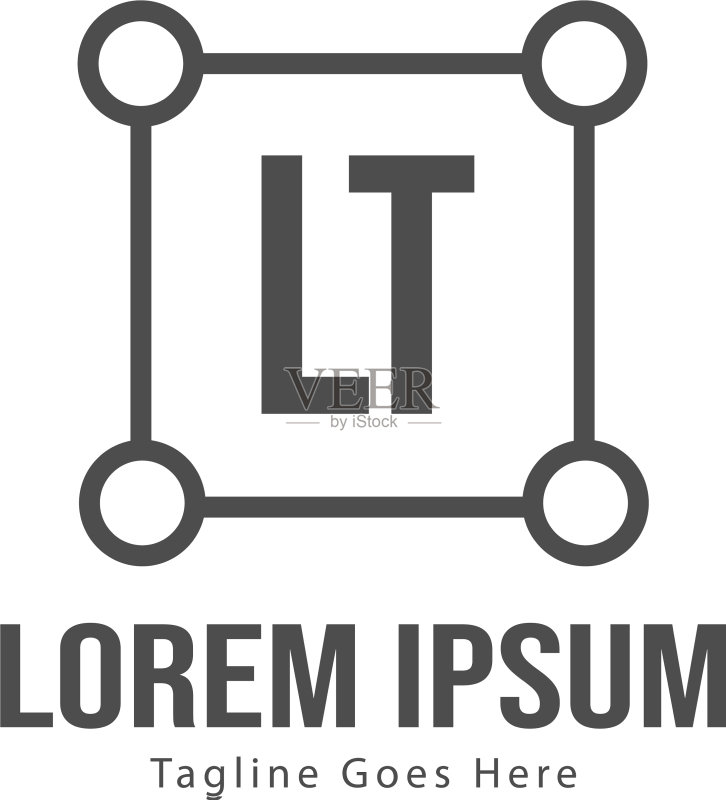 带有现代框架的字母LT logo模板图标素材