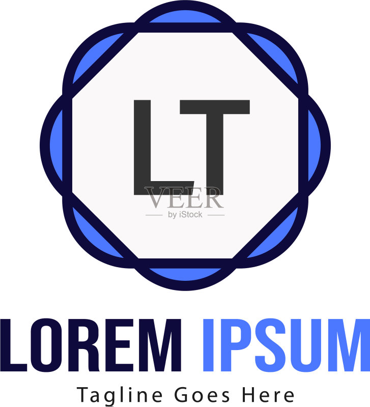 带有现代框架的字母LT logo模板图标素材