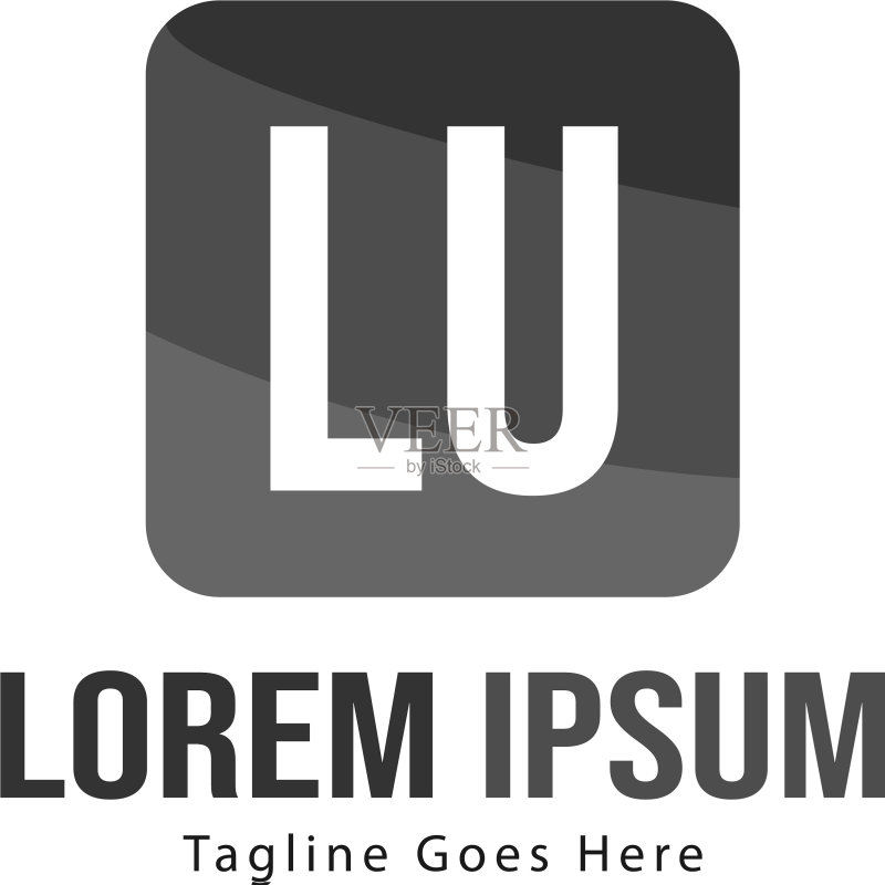 具有现代框架的LU首字母标志模板图标素材