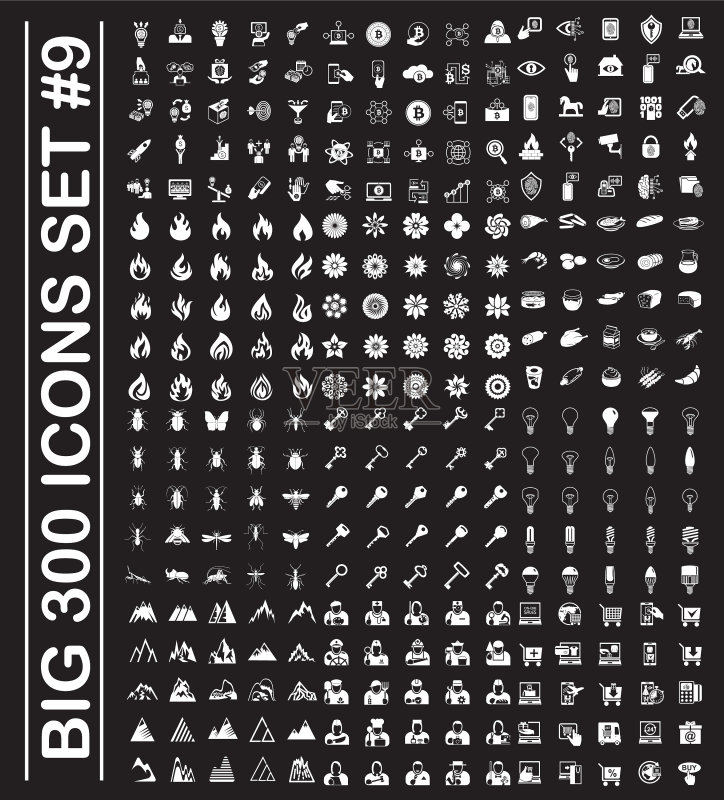 用于图形的大型300图标集图标素材