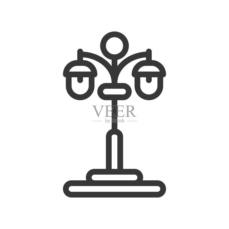 灯笼或灯具图标线条样式可编辑笔触图标素材