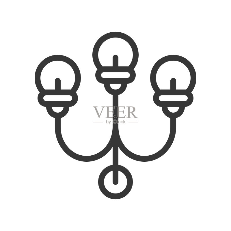 灯笼或灯具图标线条样式可编辑笔触图标素材