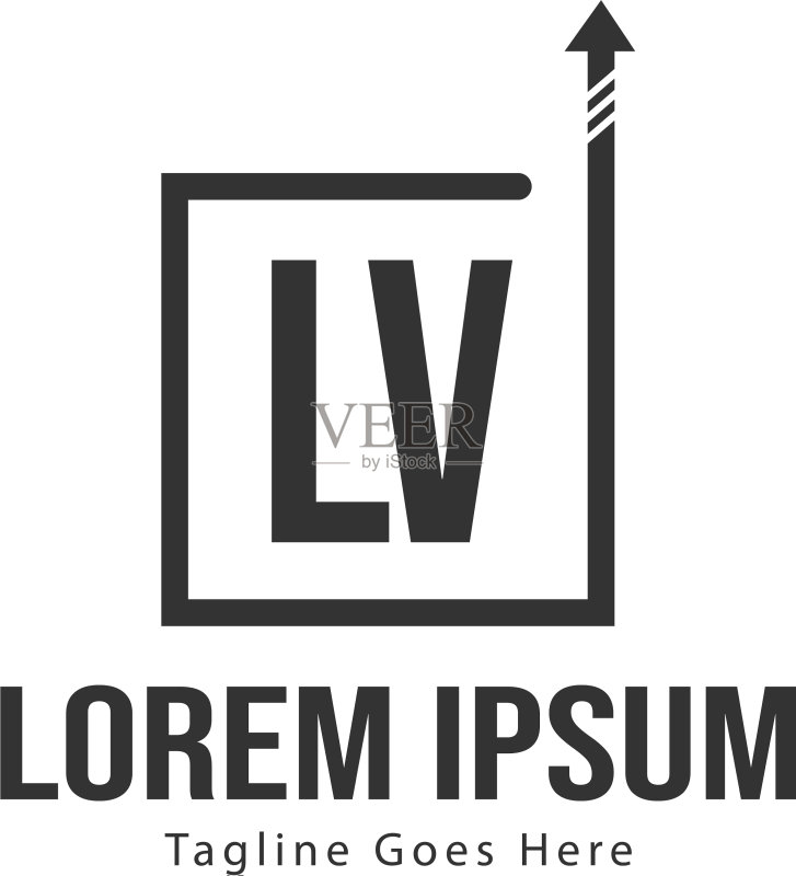 现代边框首字母LV标志模板图标素材