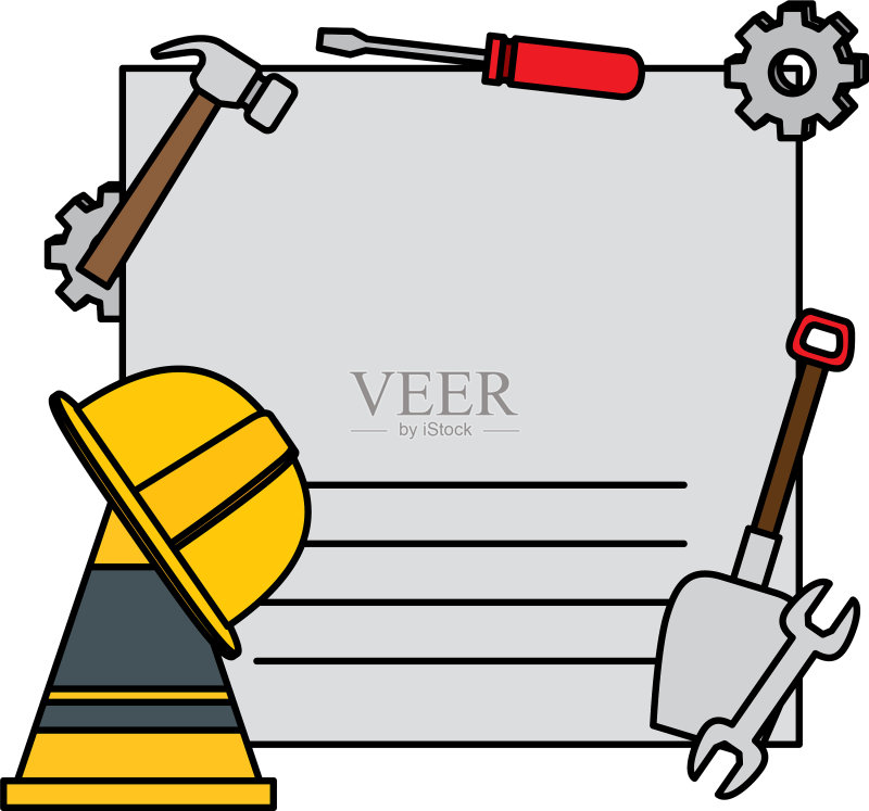 成套建筑工具卡片图标素材