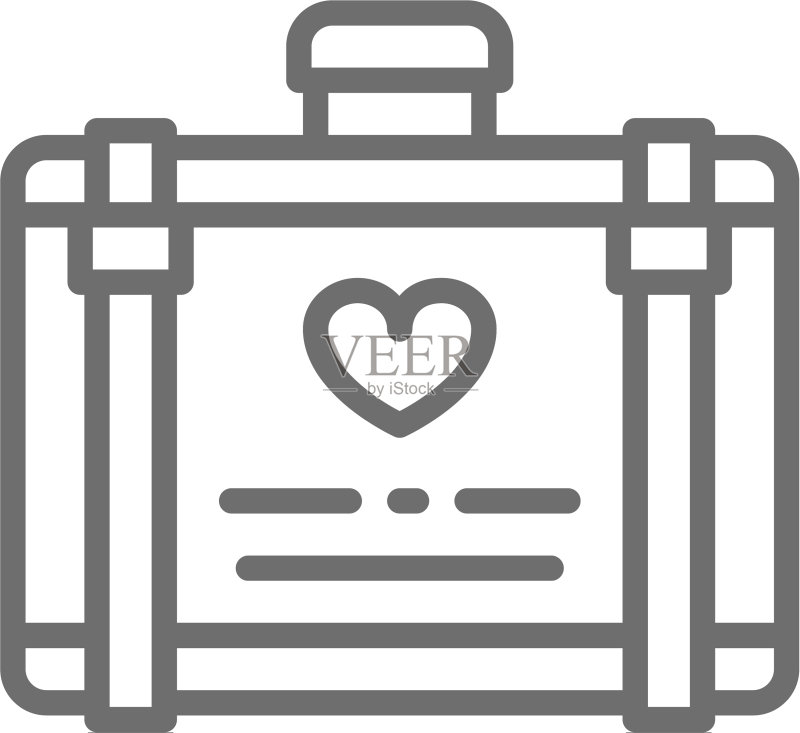 蜜月婚礼行李箱线稿图标图标素材