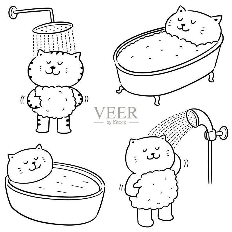 给猫洗澡图标素材